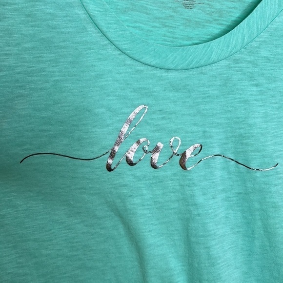 BOXERCRAFT SMALL MINT GREEN PAJAMA TOP LOVE WITH PLAID TRIM - Picture 2 of 5